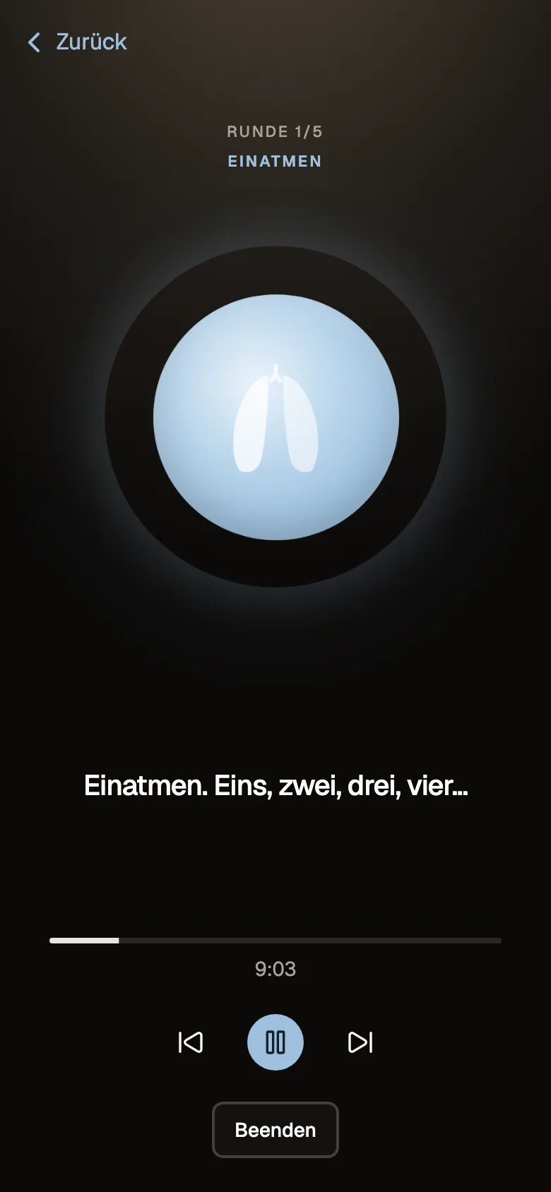 Geführte Session in der App